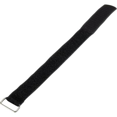 Tépőzár pánttal bolyhos és horgos fél 600 mm x 30 mm Fekete Basetech 98001c379 1 db (98001c379)