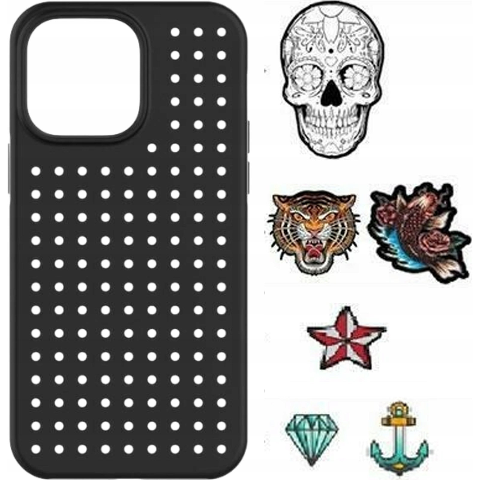 Zestaw Etui Pinit Dynamic + Tattoo Pin iPhone 14 Pro 6.1" Fekete Minta 3 Tok (KAT06714)