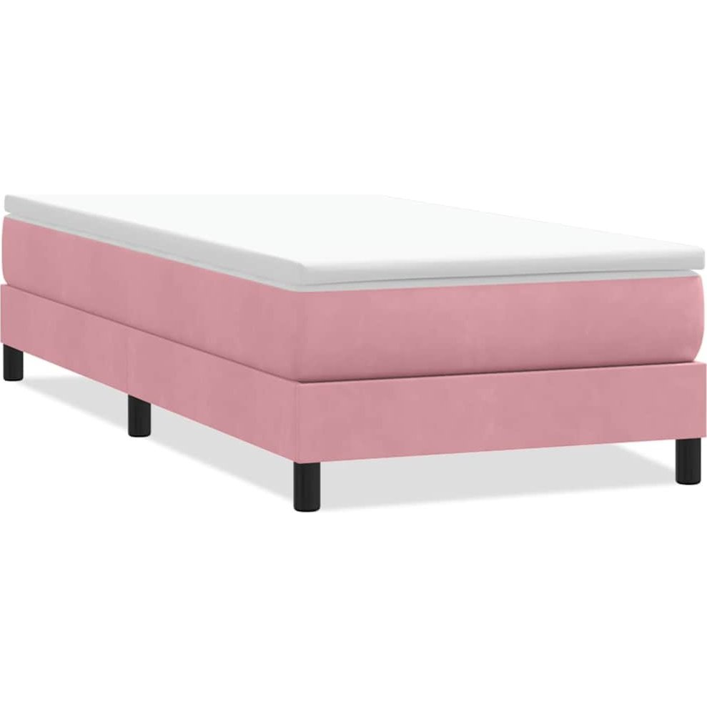 rózsaszín bársony rugós ágy matrac nélkül 80x220 cm (3315854)