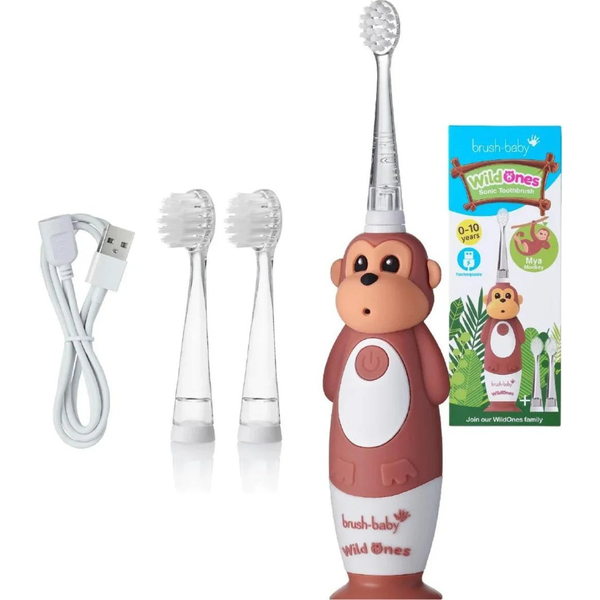 Brush-Baby WildOnes Szónikus Elektromos Fogkefe Majom Mintázat