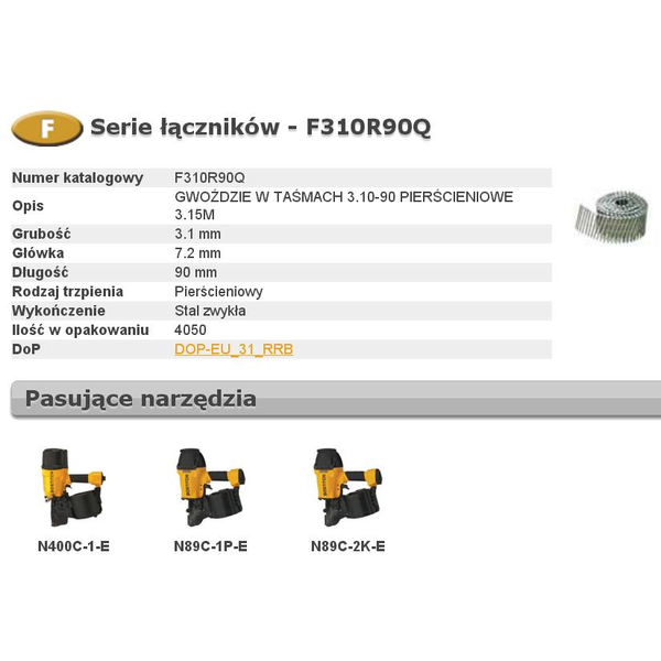 BOSTITCH NAILS F 3.10- 90 R Q 4.05 m