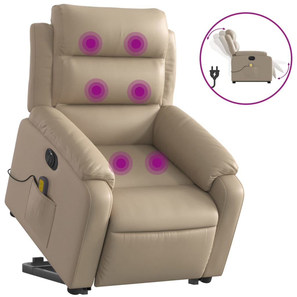 elektromos cappuccino műbőr felállást segítő masszázsfotel (3205069)