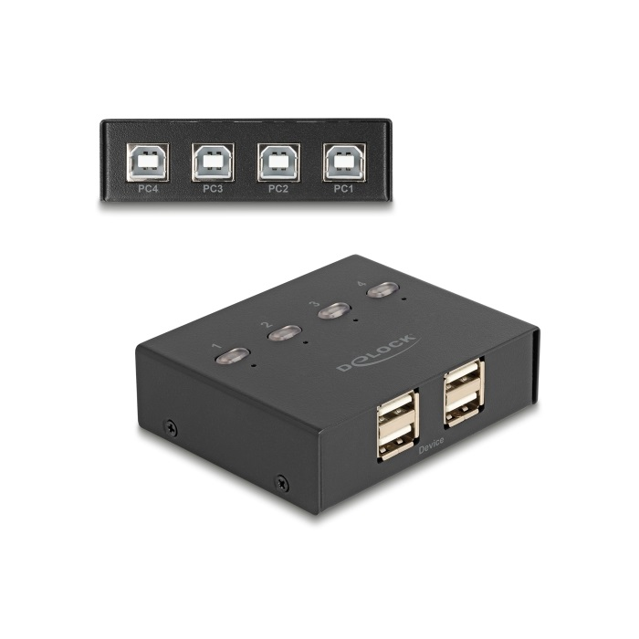 Delock USB 2.0 kapcsoló 4 személyi számítógép - 4 eszköz (11507)