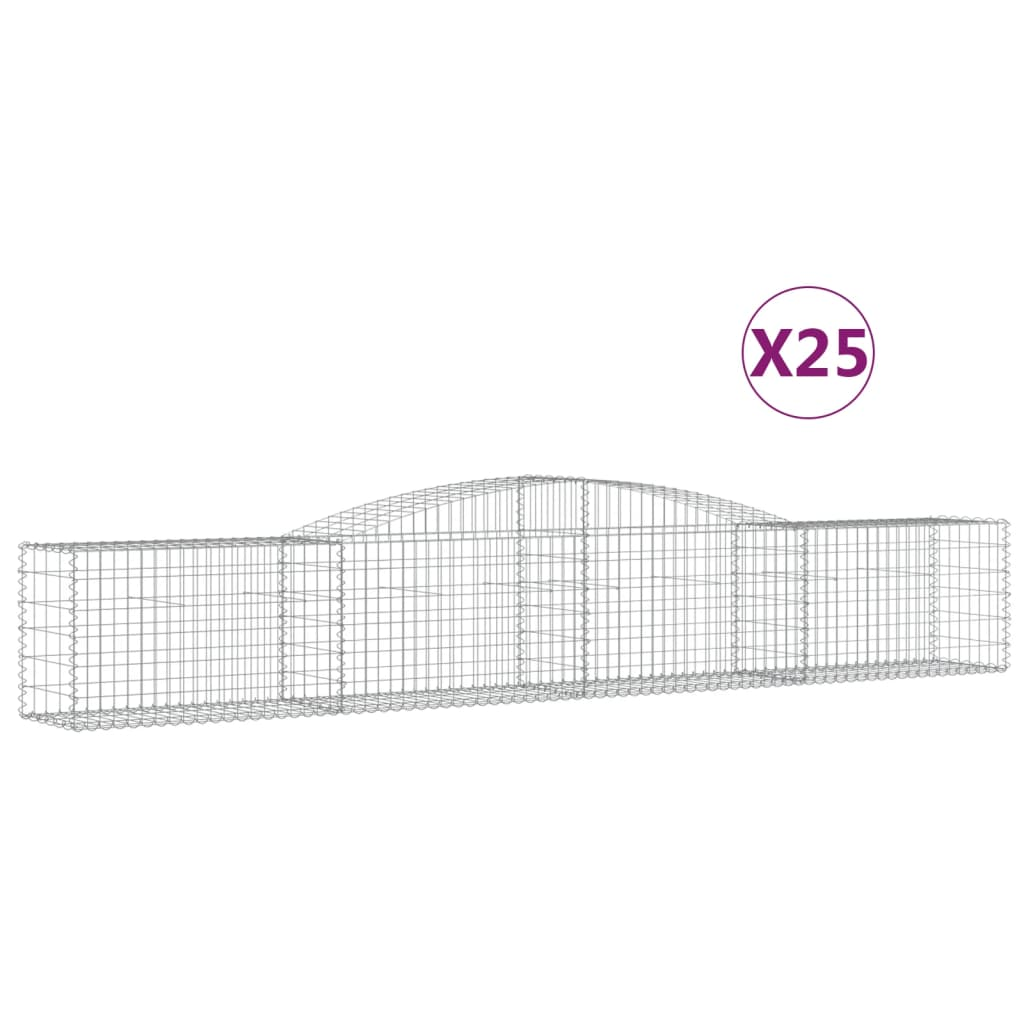 25 db íves horganyzott vas gabion kosár 400x50x60/80 cm (3146981)