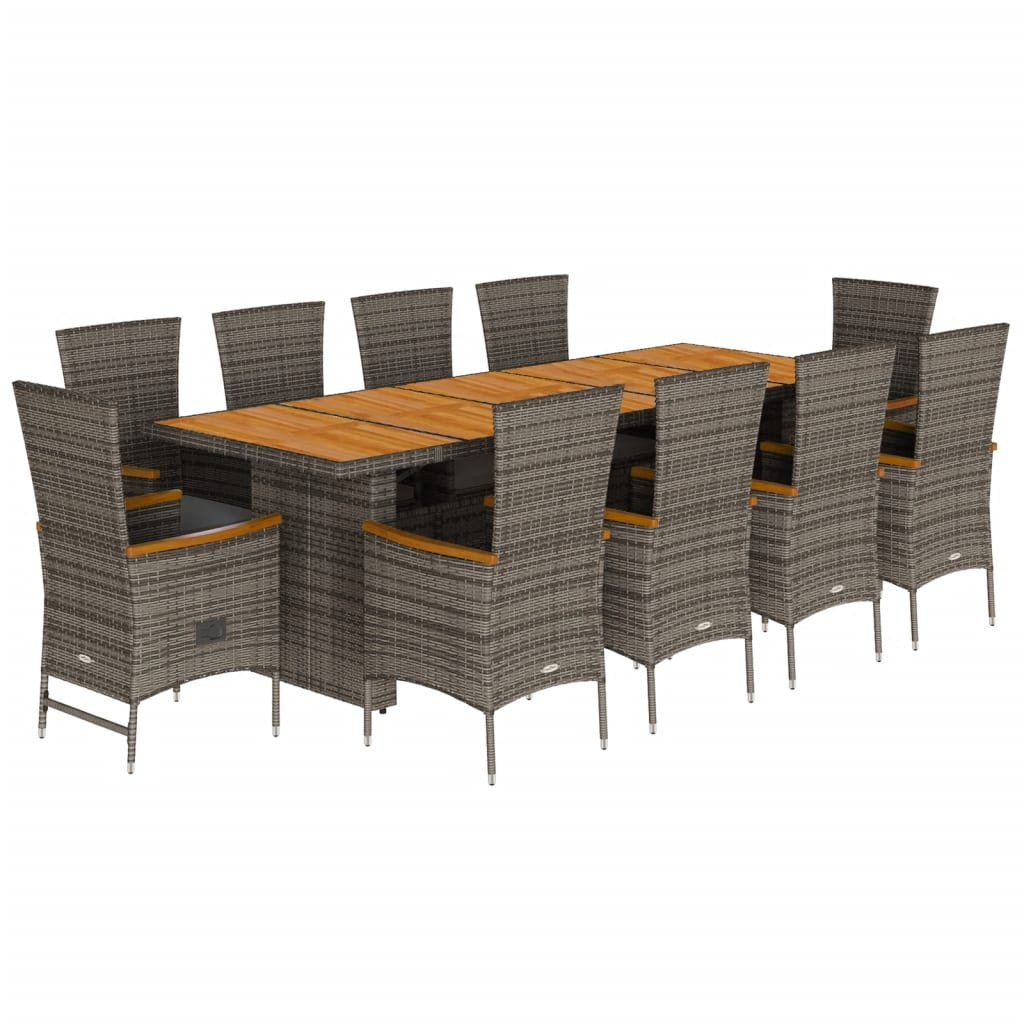 11 részes szürke polyrattan kerti ülőgarnitúra párnákkal (3277550)