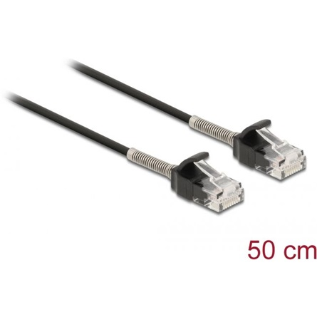 Delock Görbítés védelemmel ellátott kábel RJ45 apa - RJ45 apa Cat.6A, 50 cm hosszú, fekete (87015)