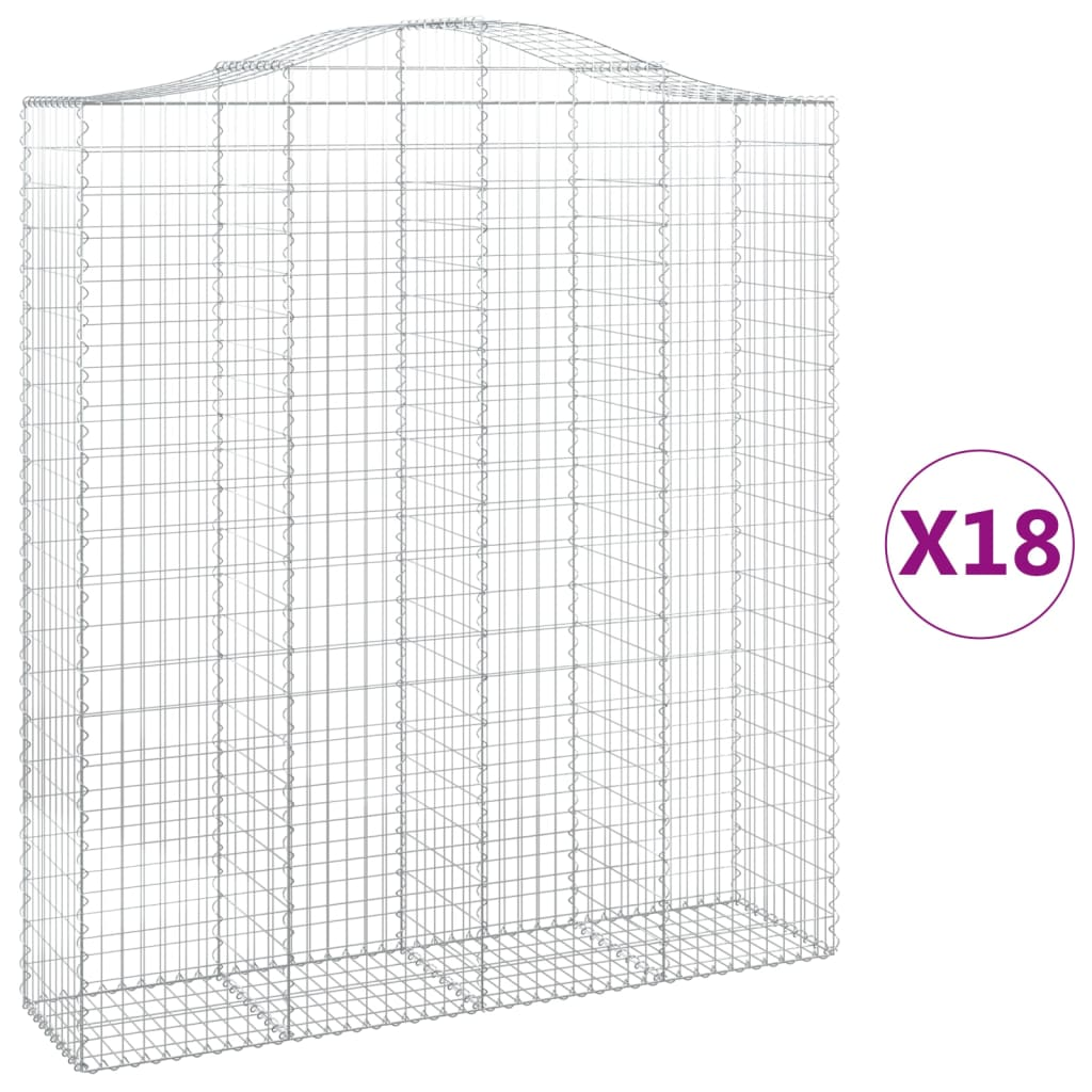 18 db íves horganyzott vas gabion kosár 200x50x220/240 cm (3145780)