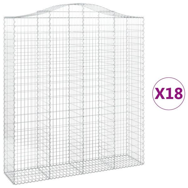 18 db íves horganyzott vas gabion kosár 200x50x220/240 cm