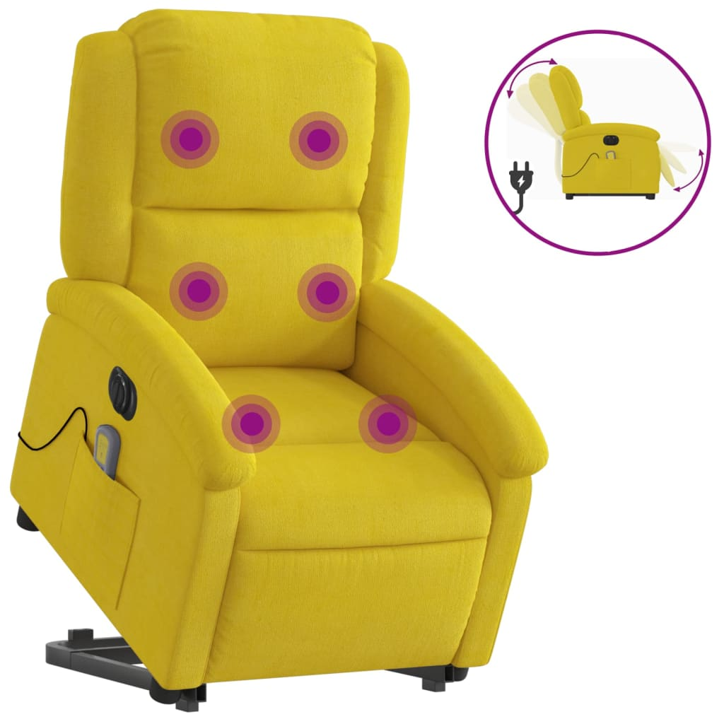 elektromos felállást segítő sárga bársony masszázsfotel (3204340)