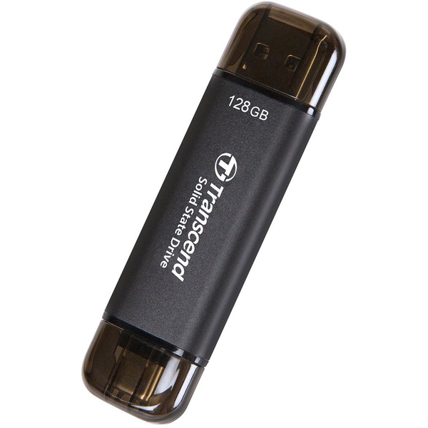 Transcend ESD310C Thunderbolt Technológia Külső SSD - 128 GB, USB Type-A / USB Type-C USB 3.2 Gen 2x2, Fekete