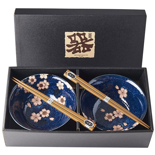 Made In Japan Pink Sakura Tálkészlet pálcikákkal, 400 ml, 2 db (MIJC7577)