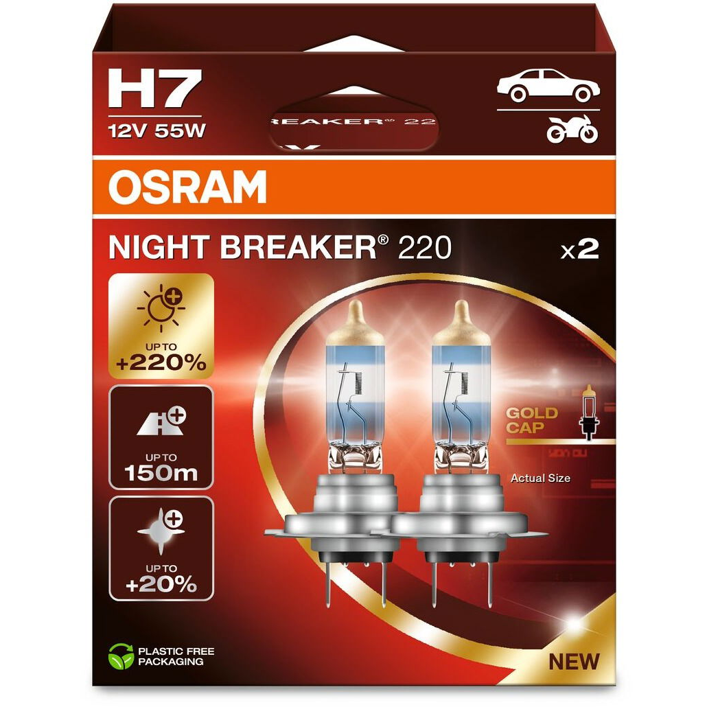 OSRAM H7 Night Breaker 220, +220%, Duo Box (64210NB220-2HB)