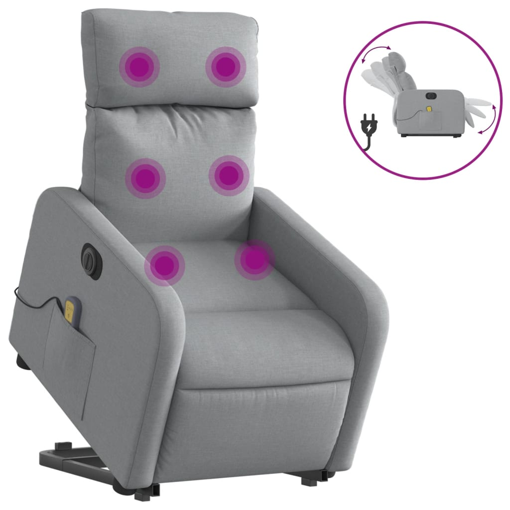 világosszürke szövet dönthető elektromos álló masszázsfotel (3206726)