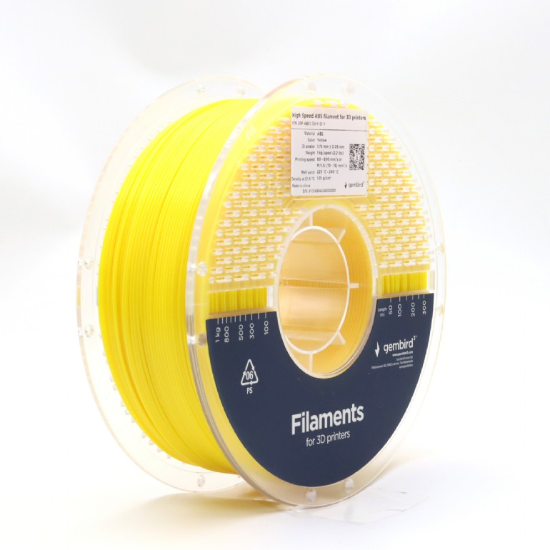Gembird High Speed Filament ABS 1,75mm 1 kg - Sárga (3DP-ABS1.75HY-01-Y)