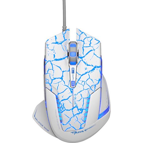 E-Blue Mazer Pro Gaming Egér 2500 DPI Optikai Fehér-Kék (EMS600WCCZ-IU)