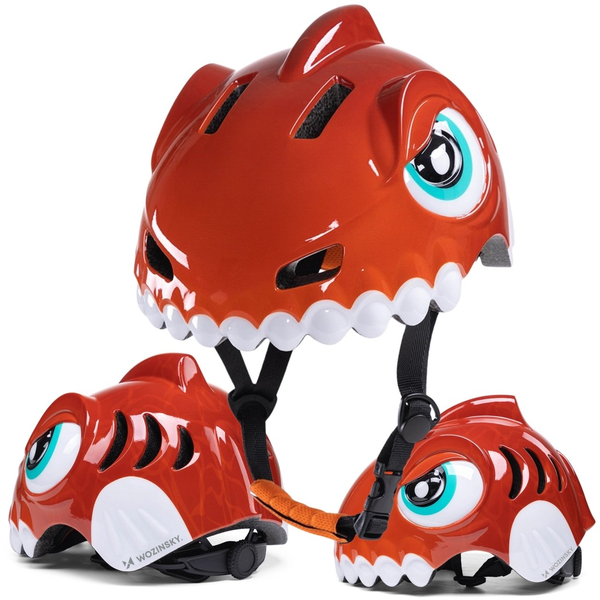 Kask rowerowy dziecięcy Wozinsky motyw dinozaur S - czerwony
