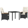 Kert étkező szett párnával 5 pcs Fekete Poli rattan