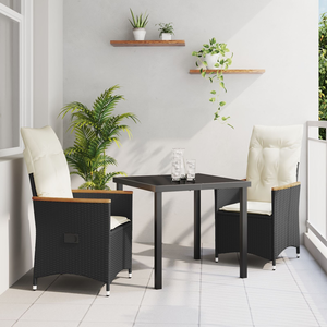 Kert étkező szett párnával 5 pcs Fekete Poli rattan