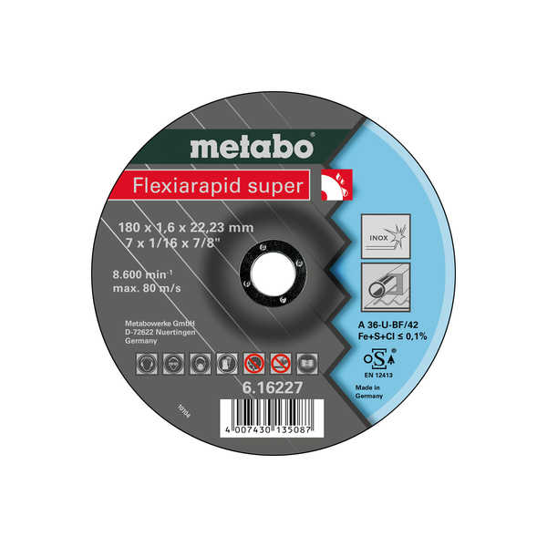 Metabo 616227000 Flexiarapid Super 180x1.6x22.23 Inox TF42 Vágókorong - 180mm