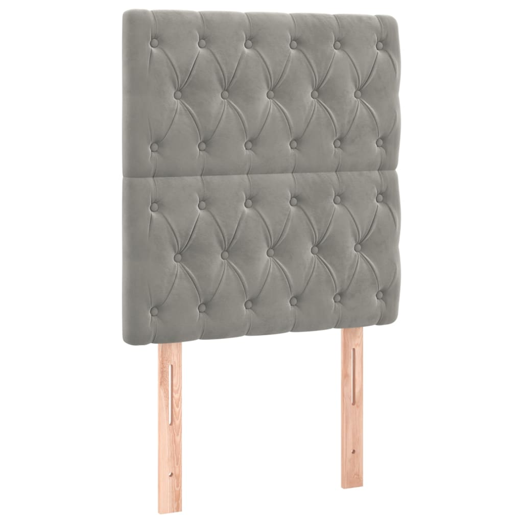 2 db világosszürke bársony fejtámla 80x7x78/88 cm (3116698)