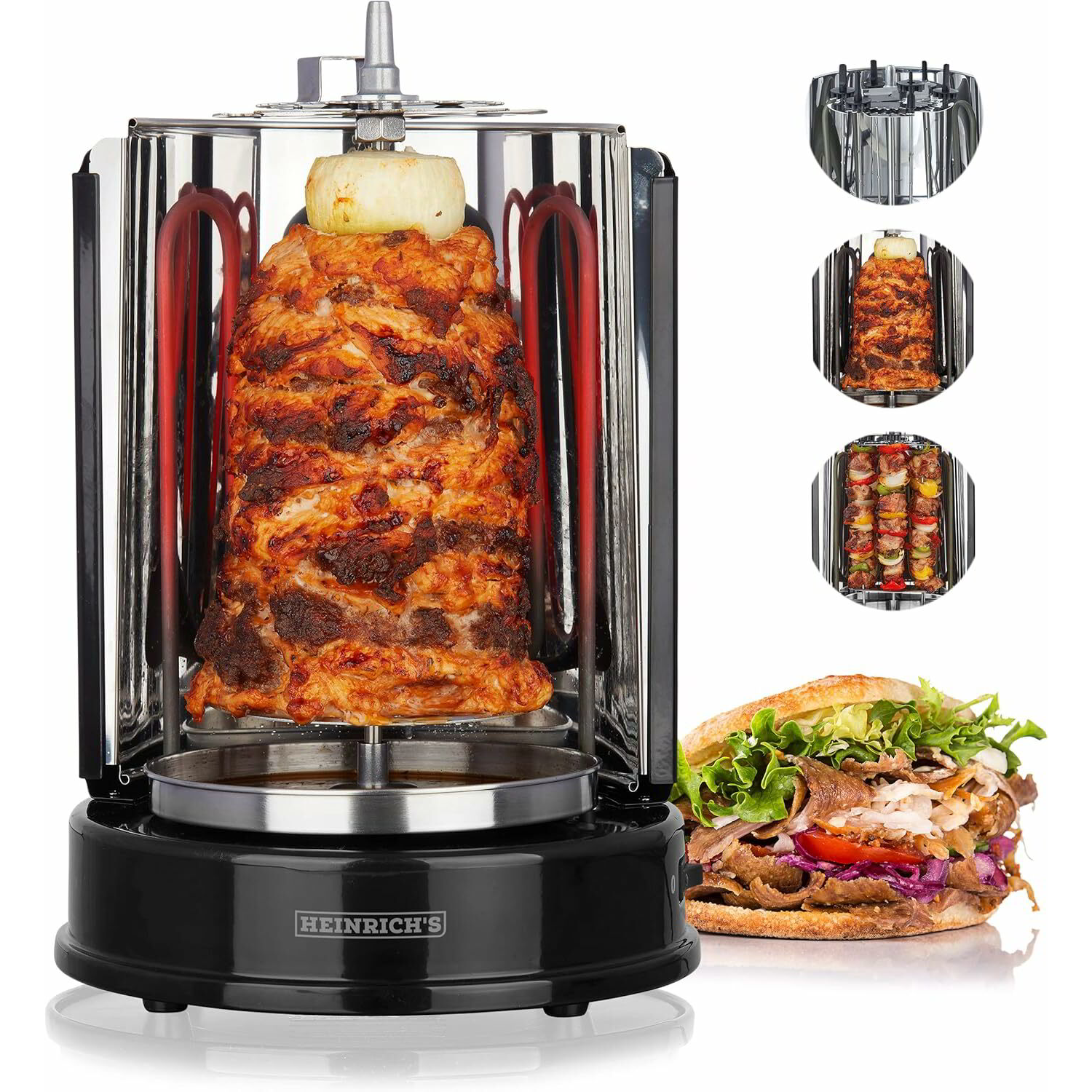 Heinrich's HDG 8687 Függőleges Elektromos Grill 1400 W - Fekete (HDG 8687)