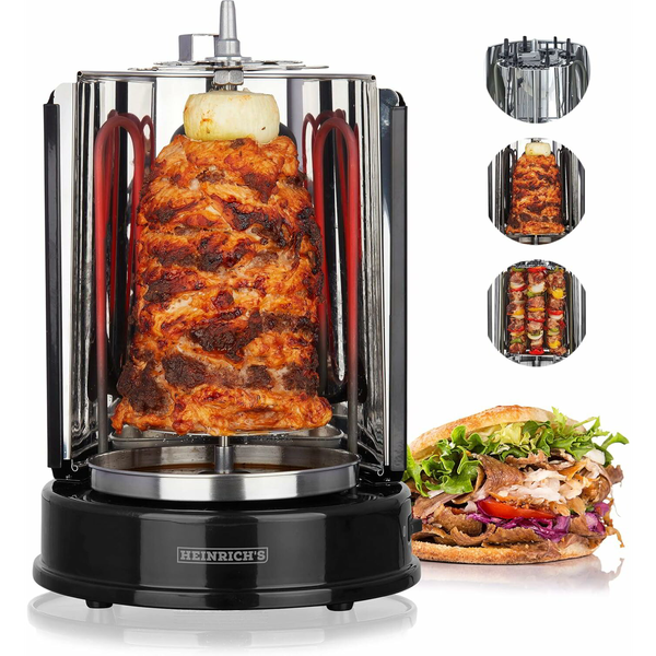 Heinrich's HDG 8687 Függőleges Elektromos Grill 1400 W - Fekete