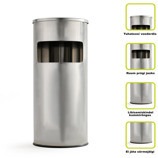 ROUND TRASH BIN WITH ASHTRAY T-Y0617S