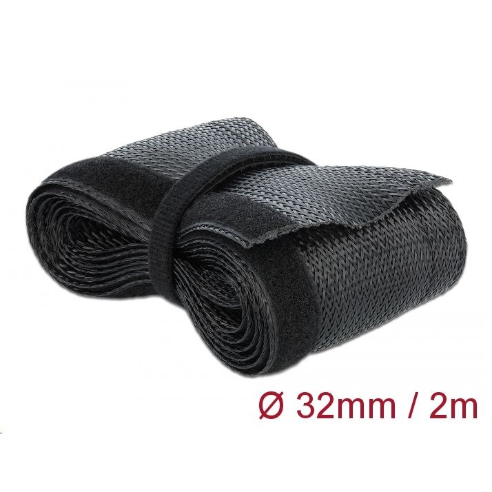 Delock Fonott kábelharisnya tépozárral 2 m x 32 mm fekete (18858) (18858)