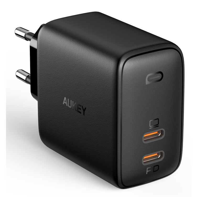 AUKEY PA-B4S Omnia Duo 65W 2x USB-C Hálózati töltő - Fekete (5V / 3A) (PA-B4S)