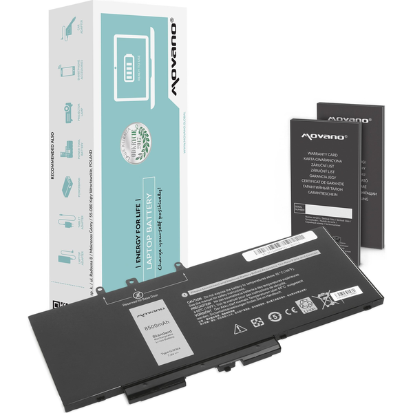 Bateria Movano Bateria GJKNX do Dell Latitude 5280 5480 5490 5590 8500mAh