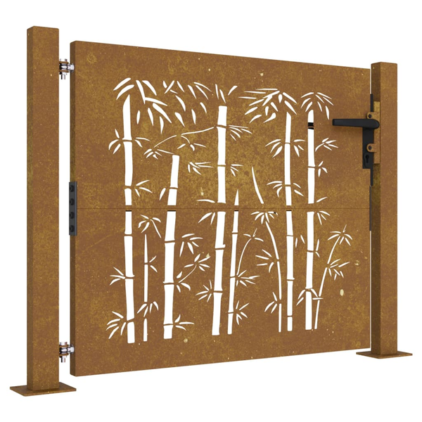 bambuszmintás corten acél kerti kapu 105 x 80 cm