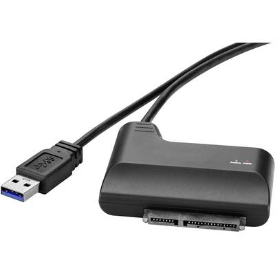 Merevlemez átalakító, 1x USB 3.0 dugó A - 1x SATA kombi dugó, 7+15 pólus, 0,3 m, fekete, Renkforce (RF-4472916)