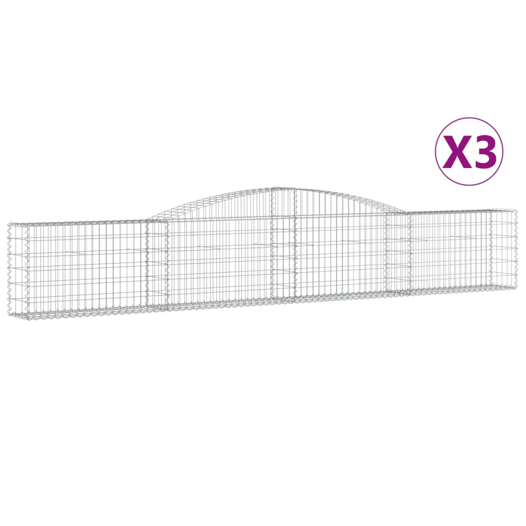 3 db íves horganyzott vas gabion kosár 400x30x60/80 cm (3146841)