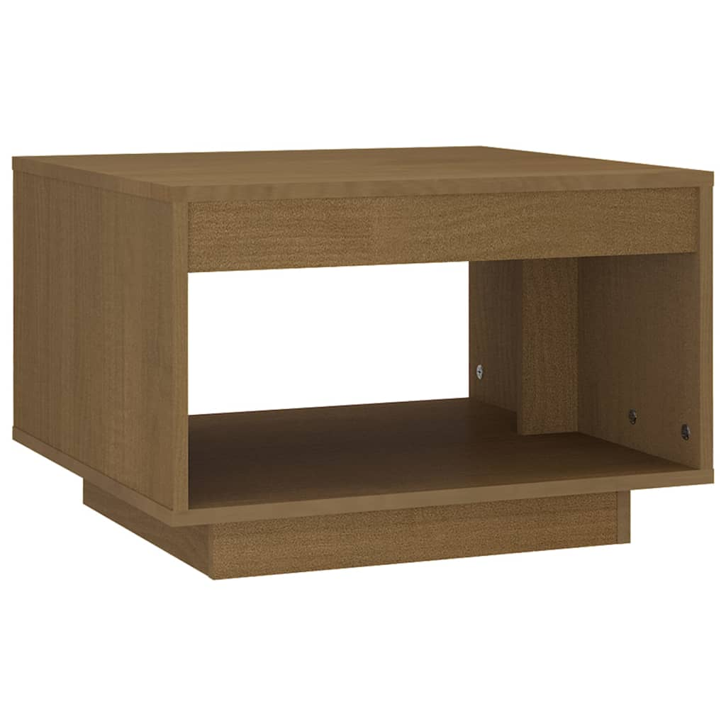 mézbarna tömör fenyőfa dohányzóasztal 50 x 50 x 33,5 cm (808506)