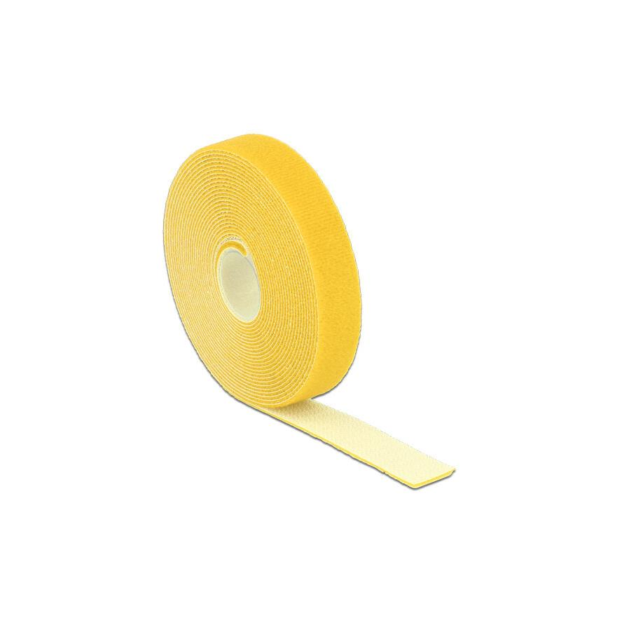 Delock Hurkolható rögzítők, 5 m x 20 mm (H x Sz) tekercs, sárga (18739)