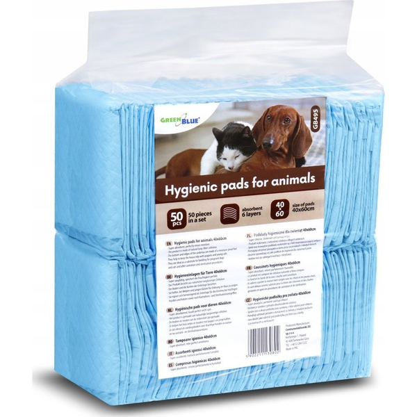 Greenblue Gb495 Juego De Empapadores De Adiestramiento Para Perros Y Cachorros Empapadores Higiénicos Desechables 6 Capas (60x40cm, 50 Unidades)