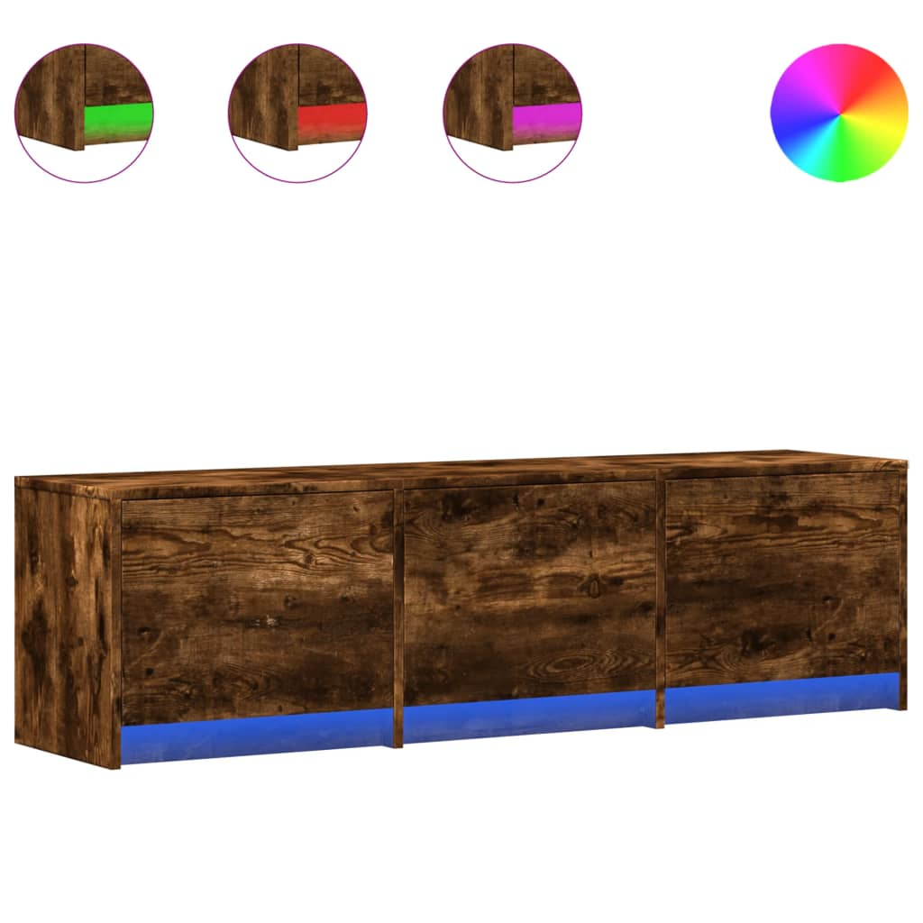 füstös tölgy színű szerelt fa LED-es TV-szekrény 140x34x40 cm (852247)