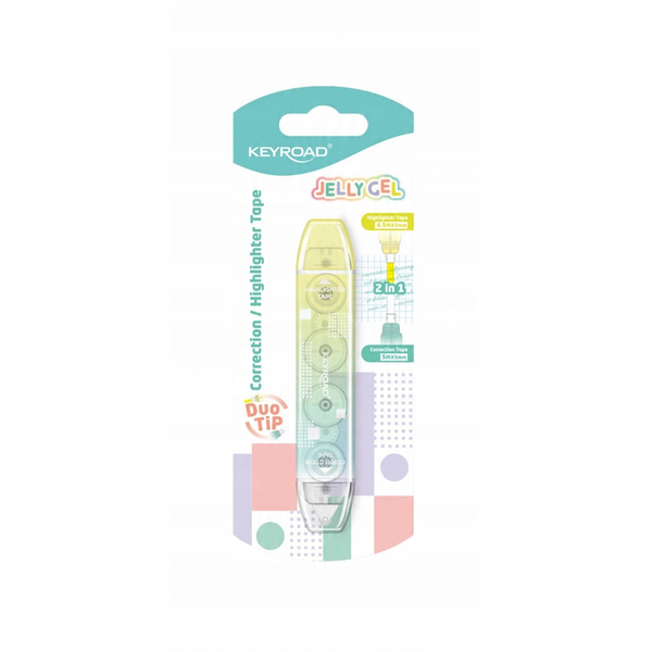 Korektor i zakreślacz w taśmie KEYROAD Jelly Gel, blister