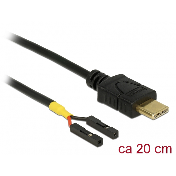 USB kabel typu C (samec) > 2 x pin header (samice) napájení 20 cm Delock