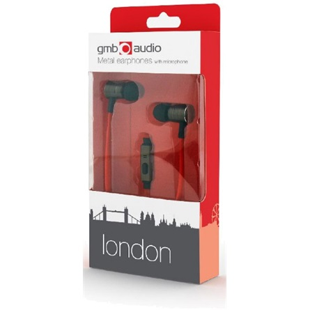 Слушалки тапи Gembird London , In-ear, Червени