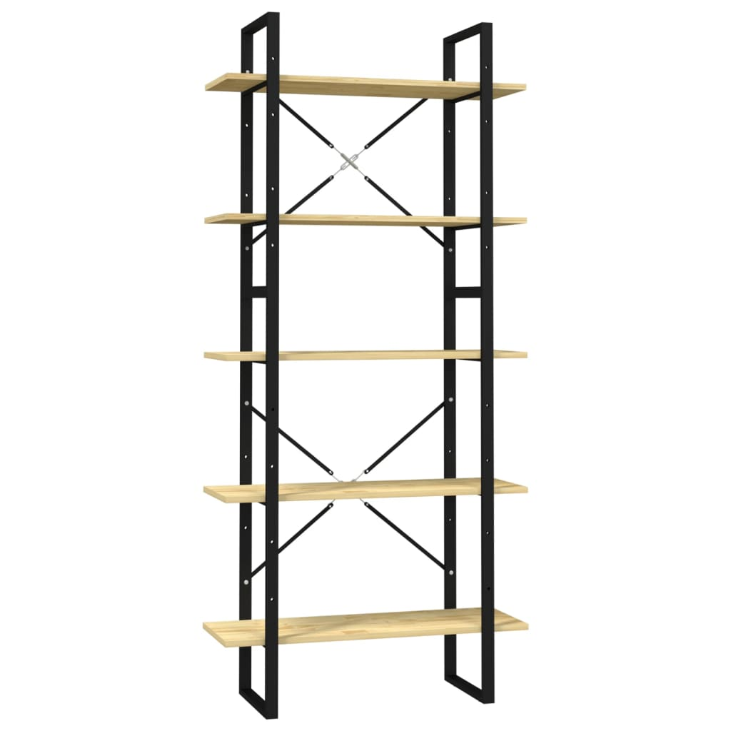 ötszintes fenyőfa könyvszekrény 80 x 30 x 175 cm (3081993)