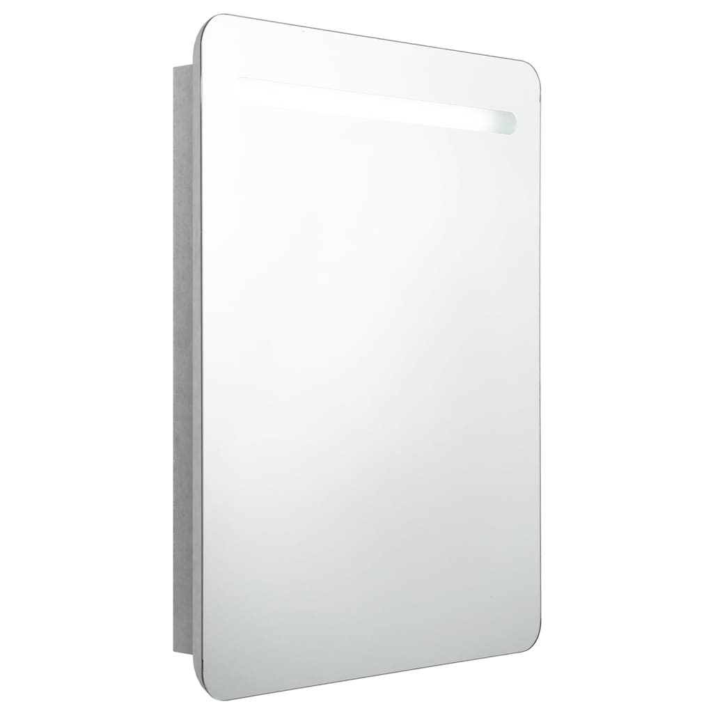 betonszürke LED-es tükrös fürdőszobaszekrény 60 x 11 x 80 cm (326502)