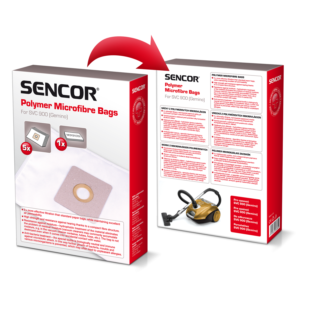 Sencor SVC 900 Porzsák SVC 900 porszívóhoz 5db/csomag (SVC 900 PAPIRZSAK)