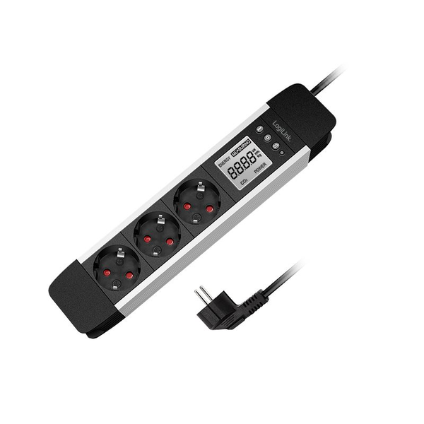 LogiLink LPS285 hosszabbító 3 csatlakozóval 1.4m fekete-szürke