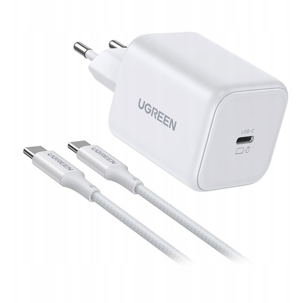 Ugreen X524 Rychlá Síťová Nabíječka + Kabel 1m USB-C PPS QC 4.0 45W Bílá