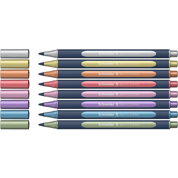 Schneider Paint-It 050 Metálfényű Kupakos rollertoll készlet - 0.4 mm / Többszínű (8 db) (ML05011502)