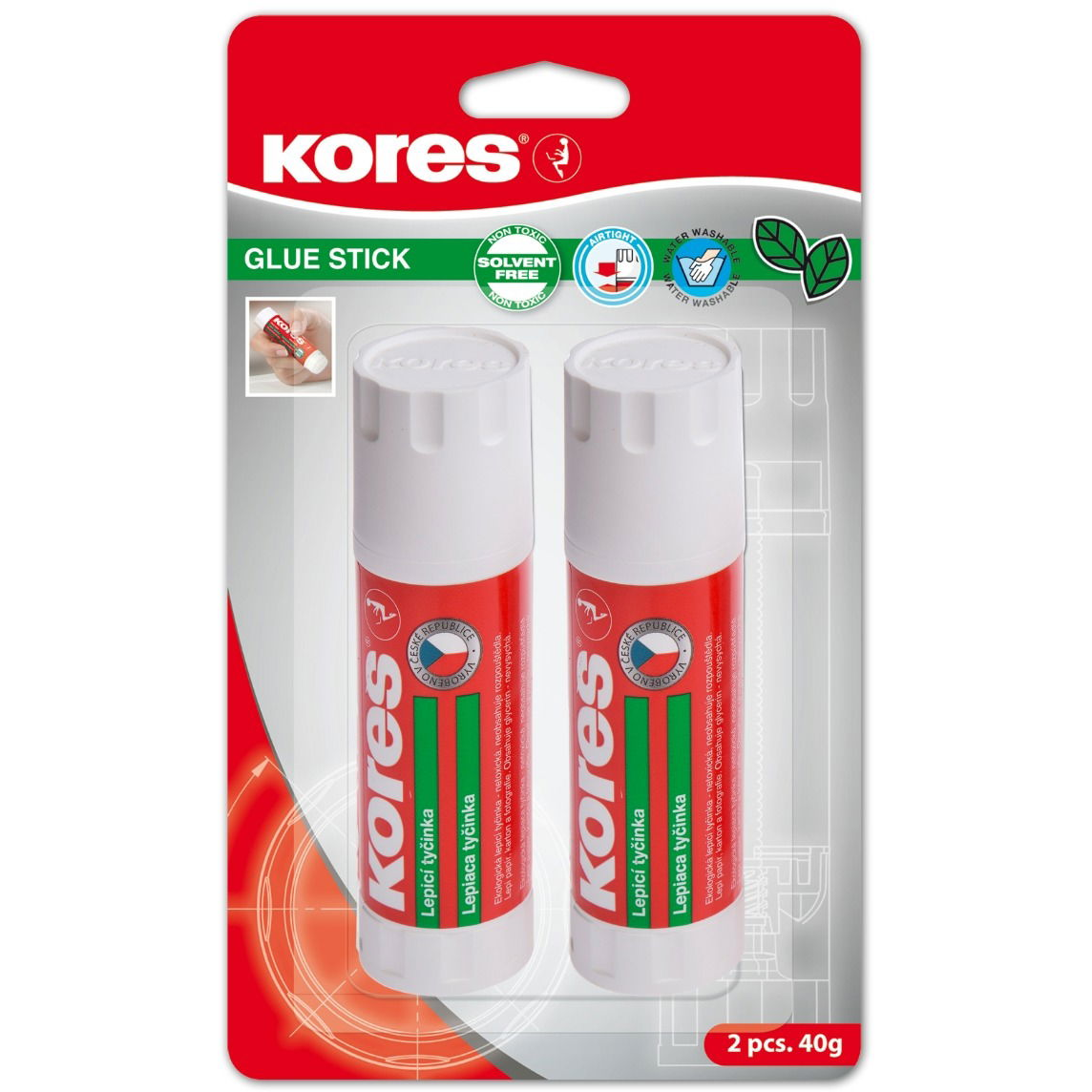 KORES Ragasztóstift 40 g, bliszter 2 db (9023800128249)