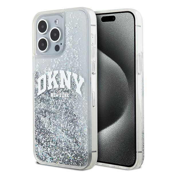 DKNY iPhone 15 Pro Arch LOGO Glitter műanyag Telefon tok - Fehér (DKHCP15LLBNAET)