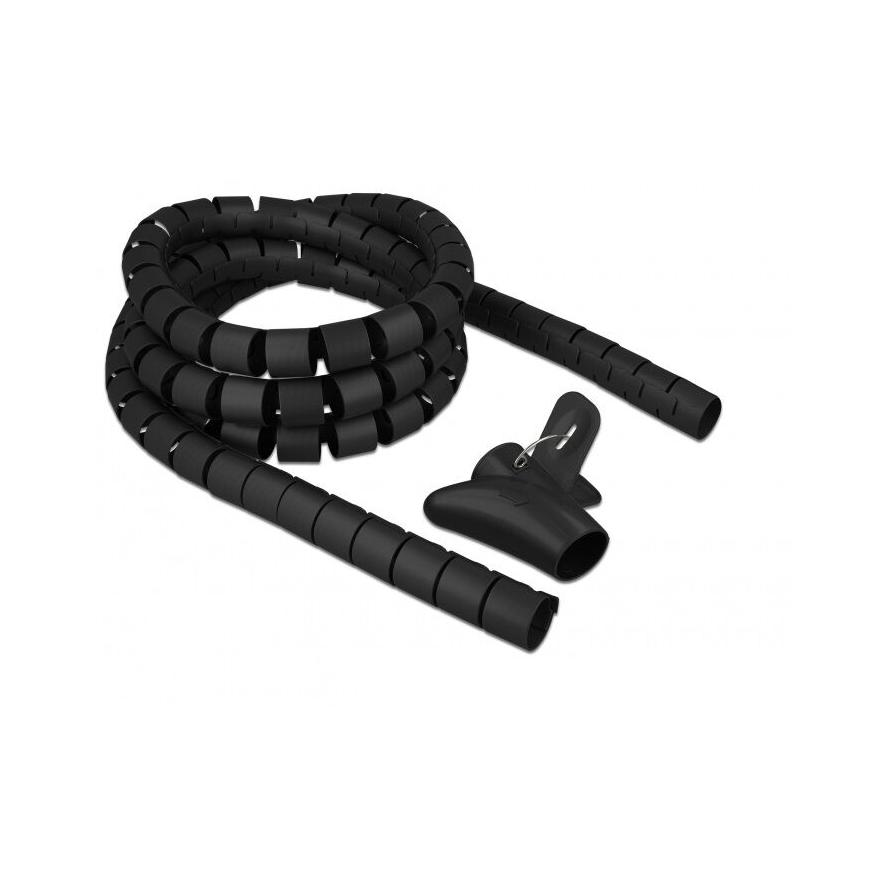 DeLOCK 18837 Spirális kábelburkolat behúzó eszközzel 2.5 m x 25 mm Fekete (18837)