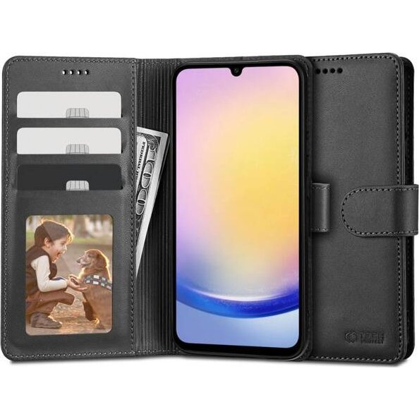 TP Wallett Tok - Samsung Galaxy A25 5G SM-A256B, Oldalra Nyíló, Mágnes Csattal, Fekete (5906203690312)